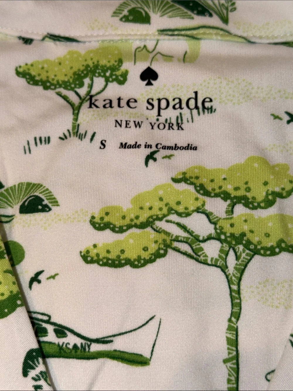 kate spade White and Green Safari-Print Short Pajama Set